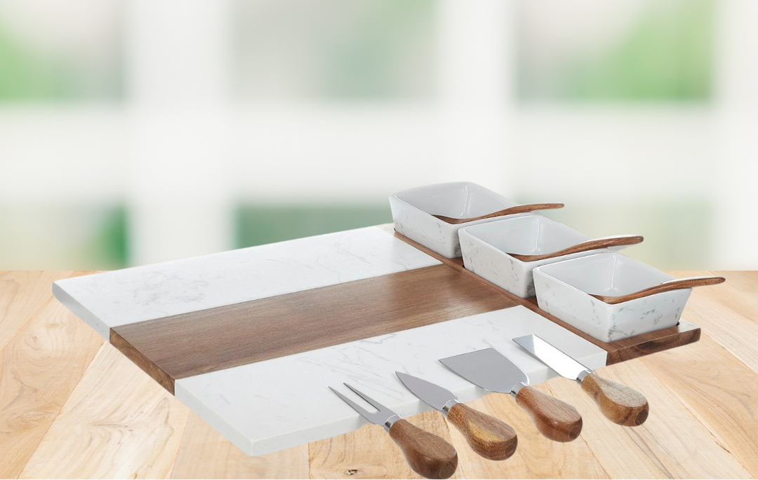 Personalized Marble Charcuterie Board Set